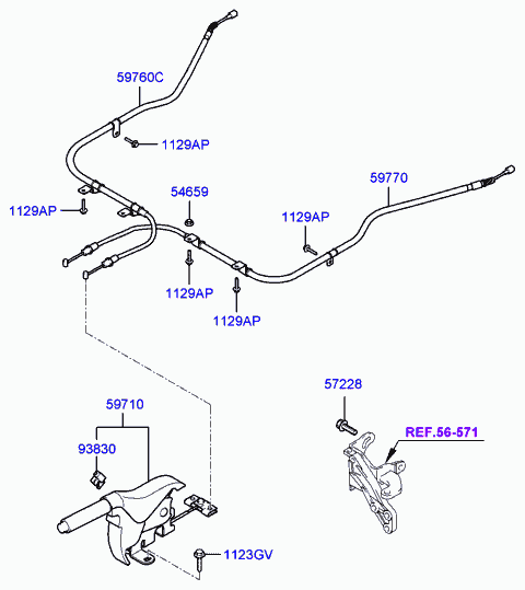 Hyundai 59760-1C000 - Cavo comando, Freno stazionamento www.autoricambit.com