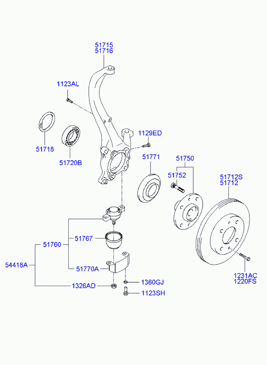 Hyundai 5171639600 - Fuso a snodo, Sospensione ruota www.autoricambit.com