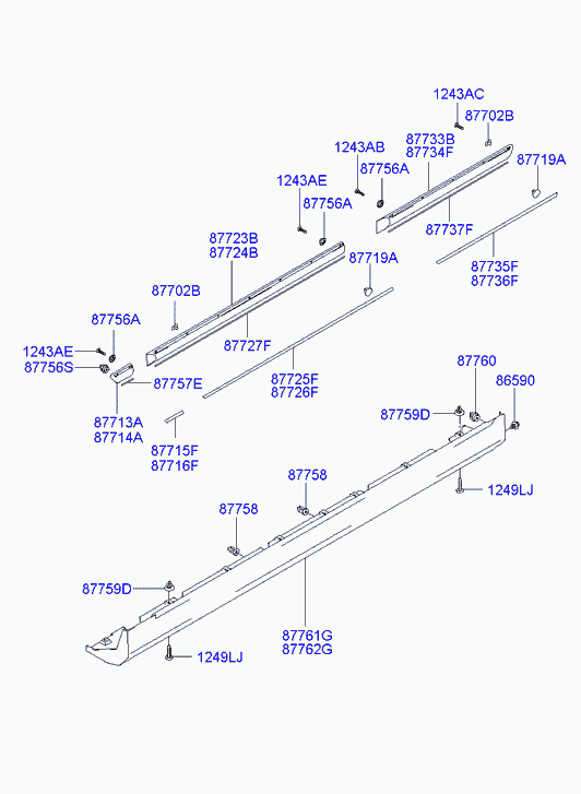 Hyundai 8775535000 - Grommet - side sill moulding mounting www.autoricambit.com