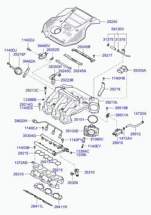 KIA 284113C111 - Guarnizione, Collettore aspirazione www.autoricambit.com