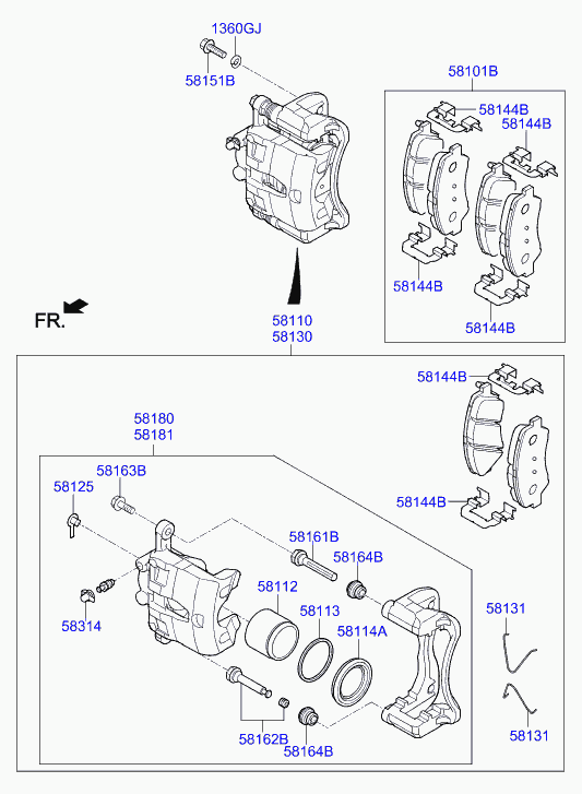 Hyundai 58101-H5A25 - Kit pastiglie freno, Freno a disco www.autoricambit.com