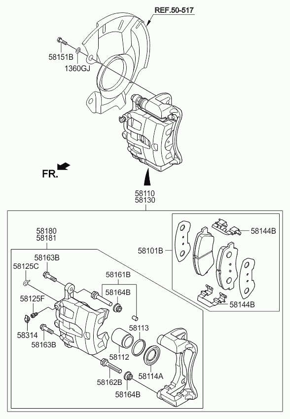 KIA 58101 1RA01 - Kit pastiglie freno, Freno a disco www.autoricambit.com