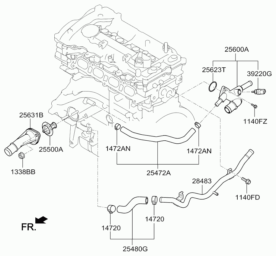 Hyundai 25500-2E000 - Termostato, Refrigerante www.autoricambit.com