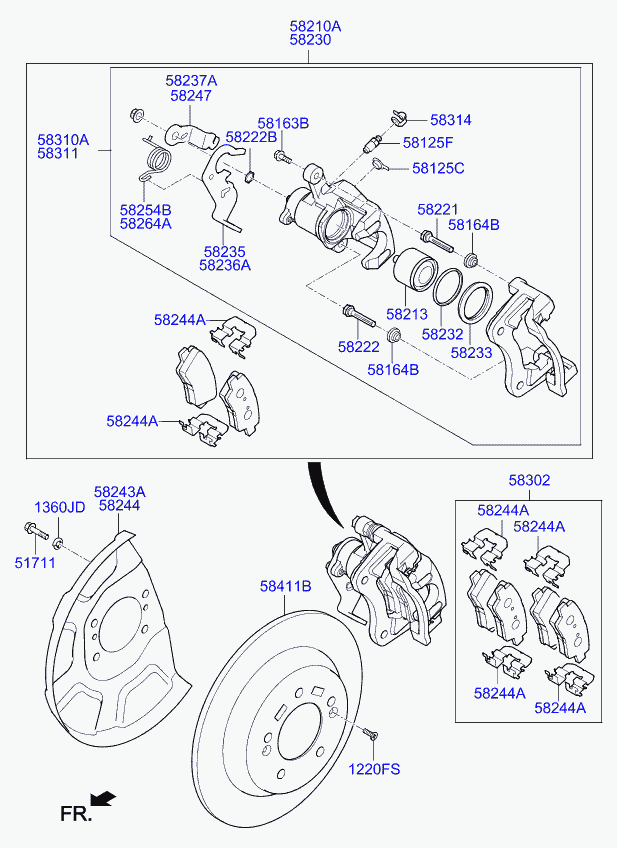 KIA 58302A4B00 - Kit pastiglie freno, Freno a disco www.autoricambit.com