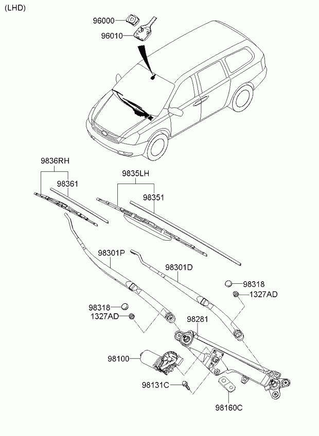 KIA 983504D060 - Spazzola tergi www.autoricambit.com