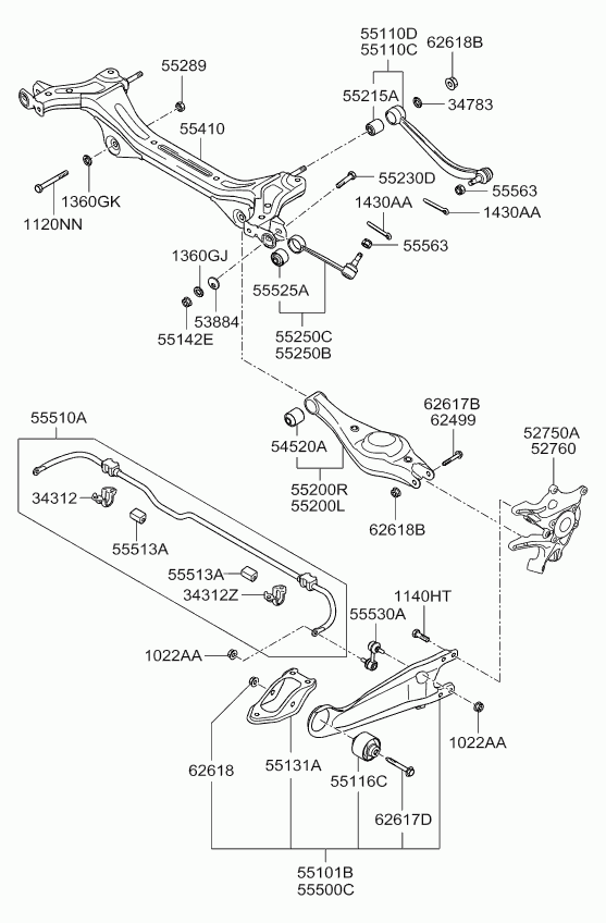 KIA 555304D000 - Asta/Puntone, Stabilizzatore www.autoricambit.com