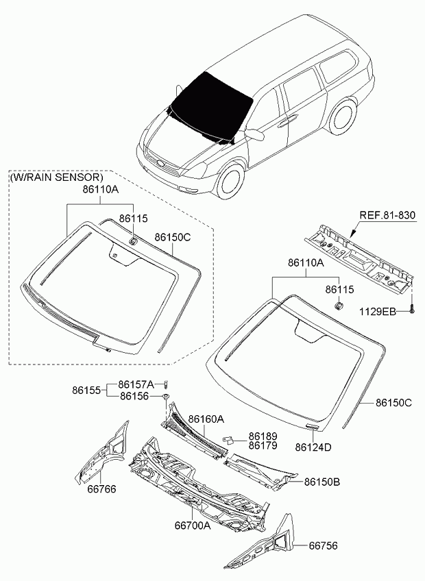 KIA 861104D110 - Parabrezza www.autoricambit.com