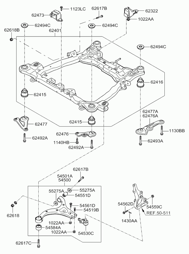 KIA 54584-4D002 - Silent Block, Supporto Braccio Oscillante www.autoricambit.com