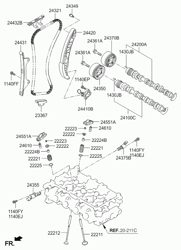 KIA 24432-03000 - Kit catena distribuzione www.autoricambit.com