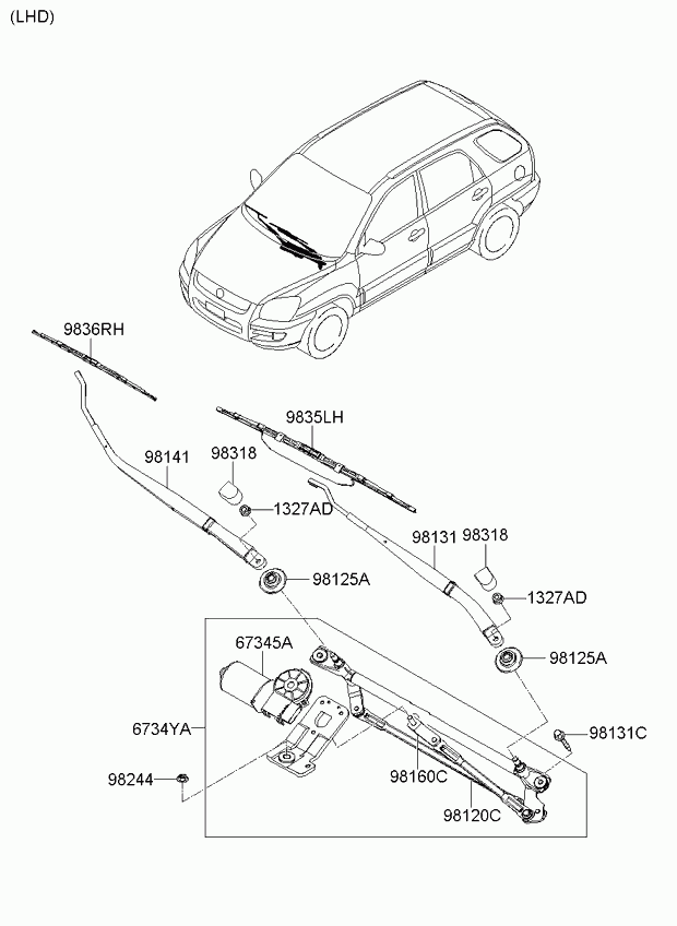 KIA 983501F060 - Spazzola tergi www.autoricambit.com