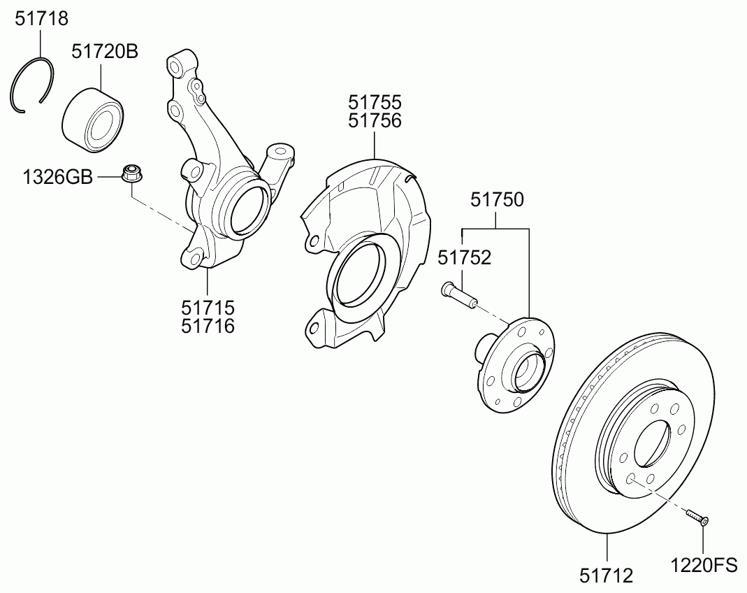 Hyundai 51720-0U000 - Kit cuscinetto ruota www.autoricambit.com