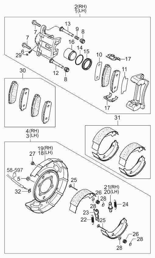 KIA 58302-3ED00 - Kit pastiglie freno, Freno a disco www.autoricambit.com