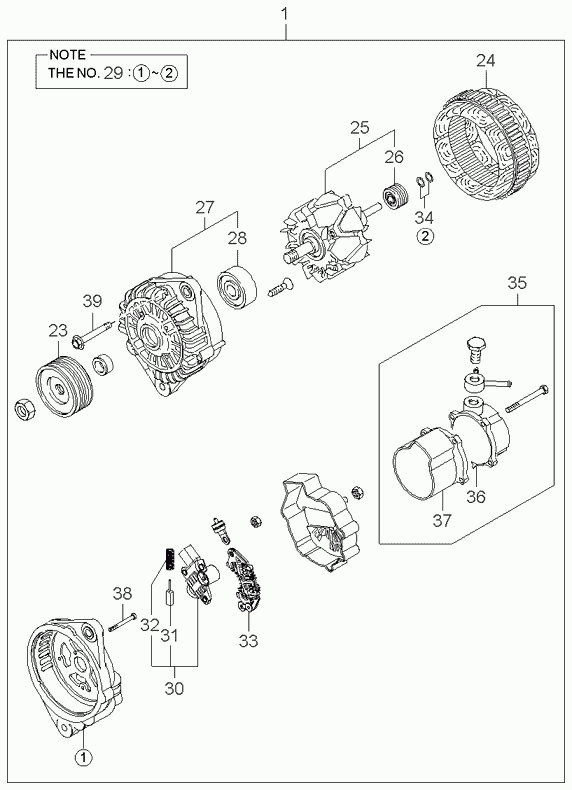 Hyundai 37322-4A001 - Puleggia cinghia, Alternatore www.autoricambit.com