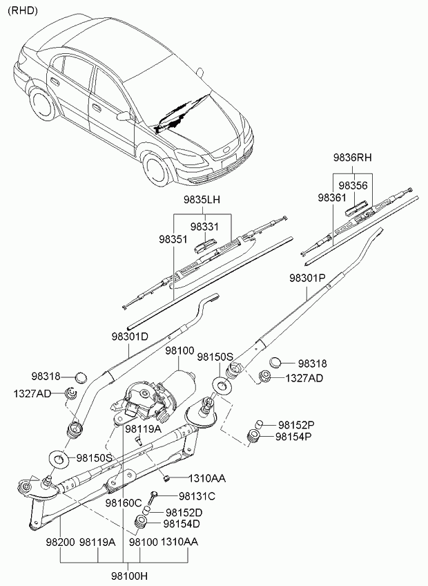 KIA 98350-1G000 - Spazzola tergi www.autoricambit.com