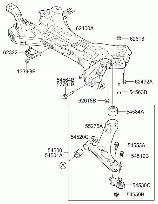 Hyundai 54551-2Y000 - Silent Block, Supporto Braccio Oscillante www.autoricambit.com