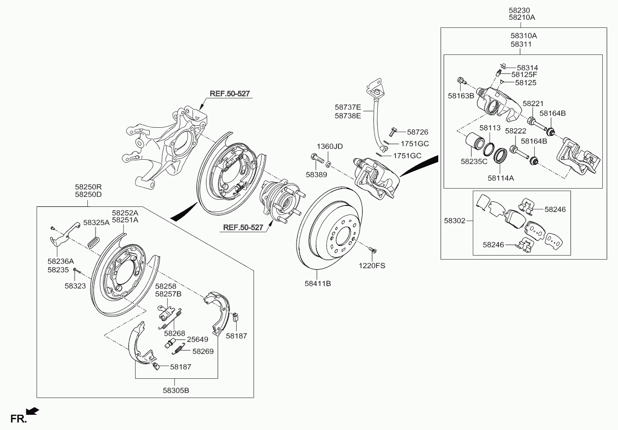 Hyundai 583052WA00 - Kit ganasce, Freno stazionamento www.autoricambit.com