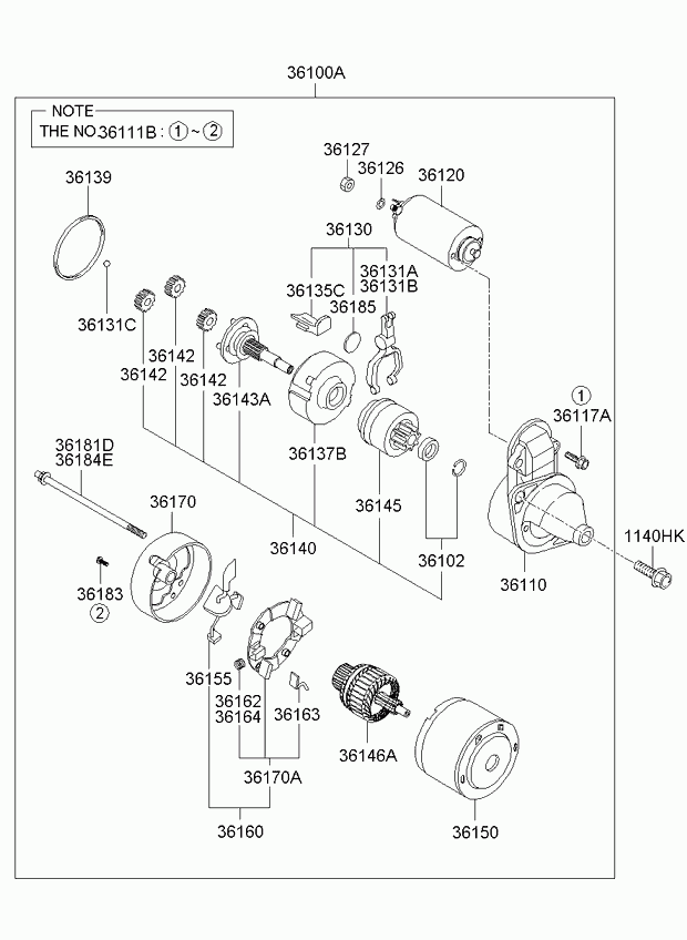 KIA 36100-23170 - Motorino d'avviamento www.autoricambit.com