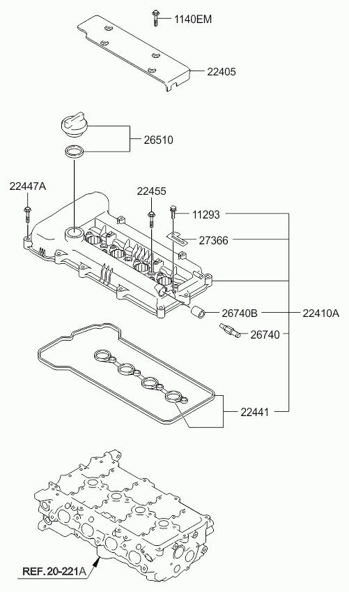 KIA 22441-2B000 - Kit guarnizioni, Copritestata www.autoricambit.com