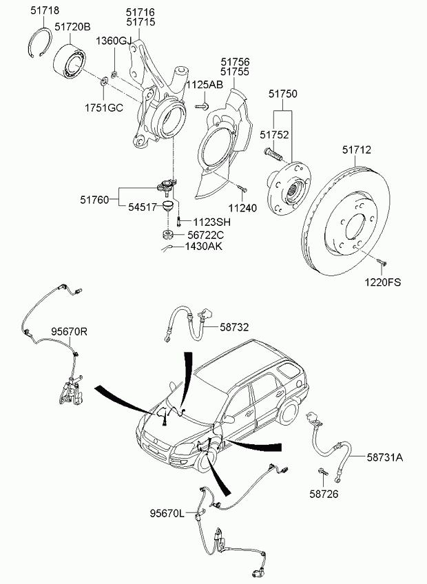 Hyundai 95670-1F310 - Sensore, N° giri ruota www.autoricambit.com