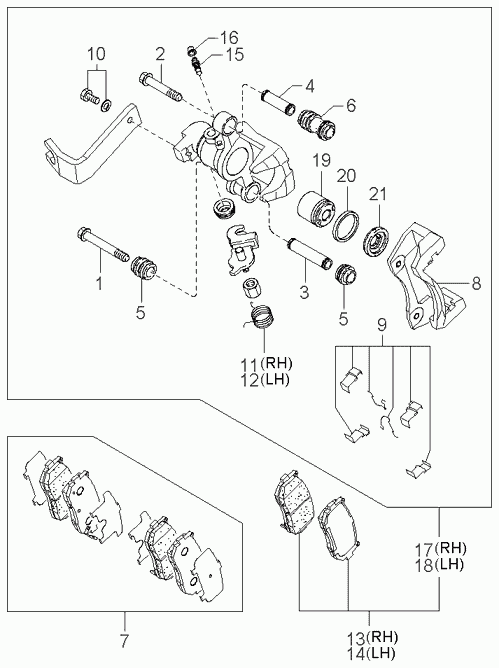 KIA 0K2FC-26-28Z - Kit pastiglie freno, Freno a disco www.autoricambit.com