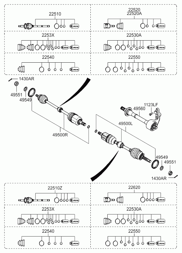 KIA 49591-1G013 - Kit giunti, Semiasse www.autoricambit.com