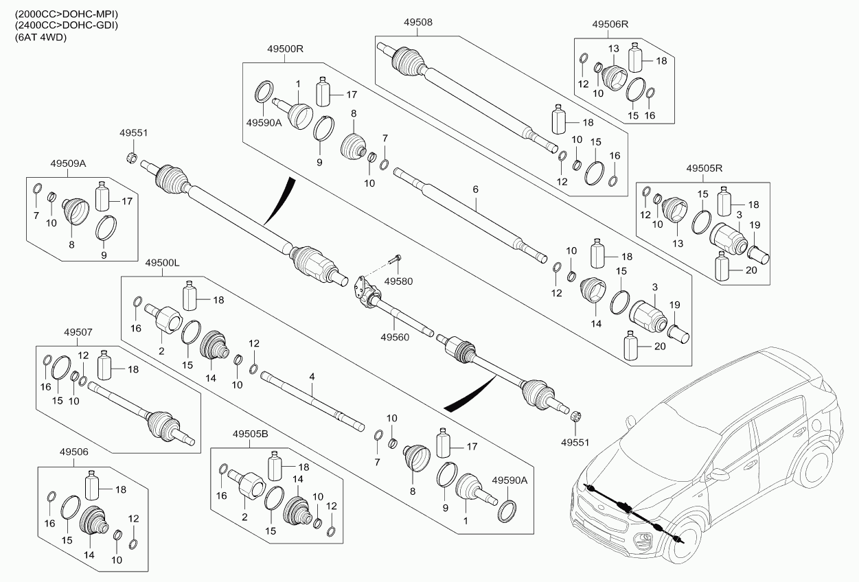 Hyundai 49500-D7200 - Kit giunti, Semiasse www.autoricambit.com