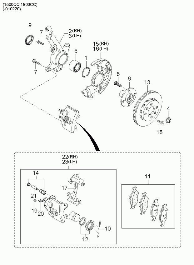 KIA 0K240-33-25Z - Kit riparazione, Pinza freno www.autoricambit.com