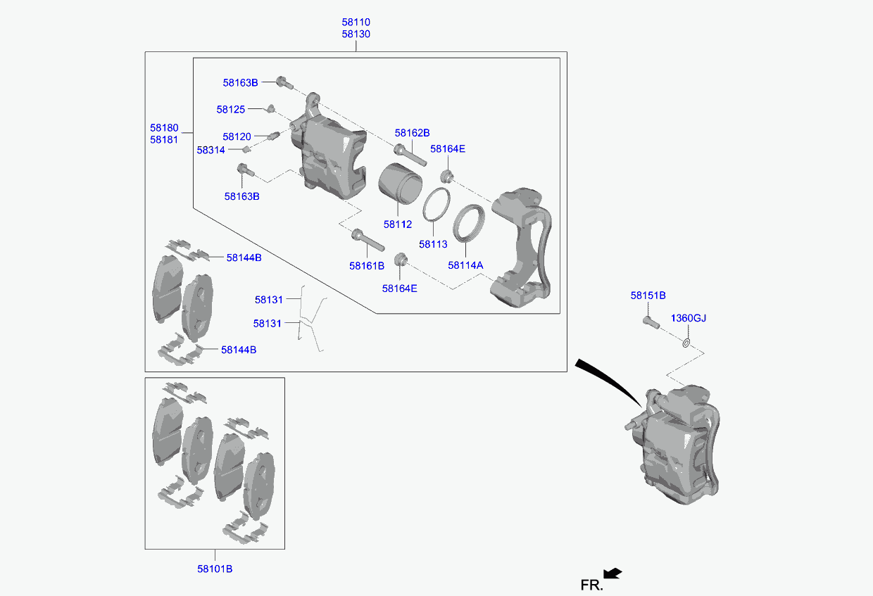 KIA 58101-G4A00 - Kit pastiglie freno, Freno a disco www.autoricambit.com