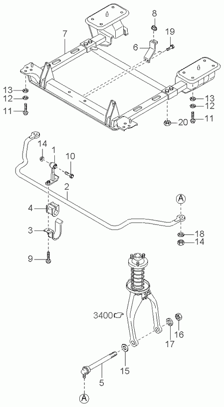 KIA 0K011-34-160A - Asta/Puntone, Stabilizzatore www.autoricambit.com