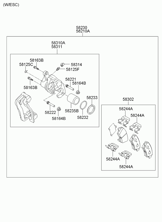 KIA 58302-2KA10 - Kit pastiglie freno, Freno a disco www.autoricambit.com