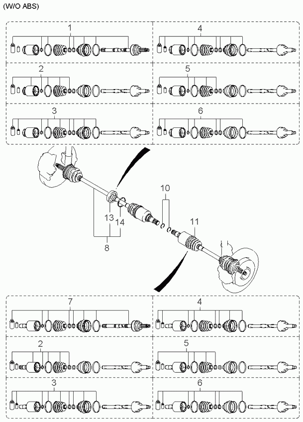 KIA 0K30A-25-400 - Kit giunti, Semiasse www.autoricambit.com