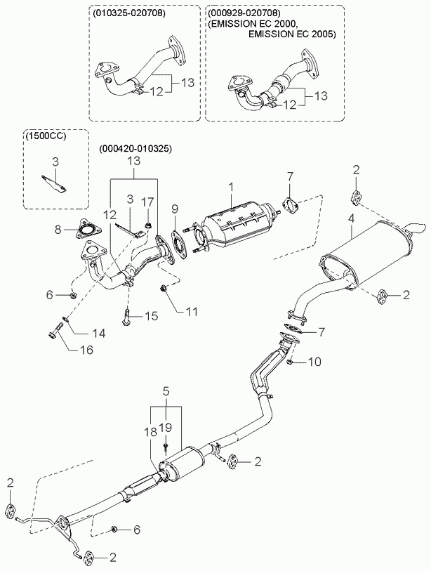 KIA 0 K2C6 40 305A - Guarnizione, Tubo gas scarico www.autoricambit.com