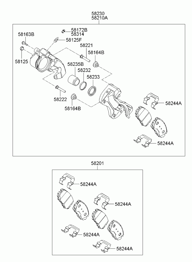 KIA 58302-2G-A00 - Kit pastiglie freno, Freno a disco www.autoricambit.com