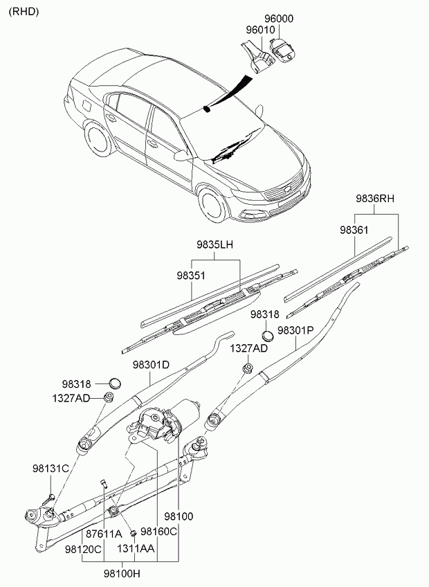 KIA 98350-2G000 - Spazzola tergi www.autoricambit.com