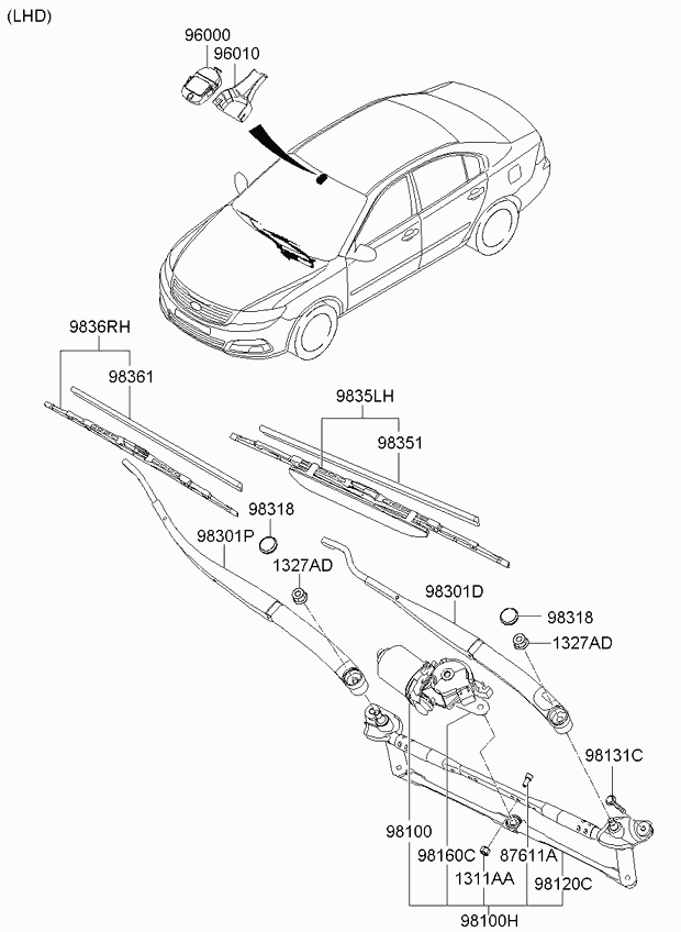 KIA 983602G000 - Spazzola tergi www.autoricambit.com