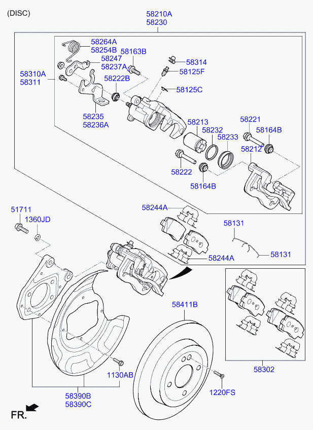 Hyundai 58302H8A05 - Kit pastiglie freno, Freno a disco www.autoricambit.com