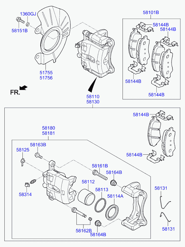 KIA 58101H8A55 - Kit pastiglie freno, Freno a disco www.autoricambit.com