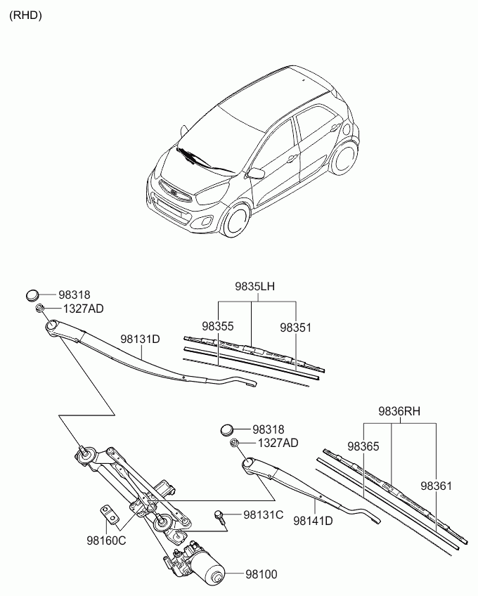 KIA 983501Y000 - Spazzola tergi www.autoricambit.com