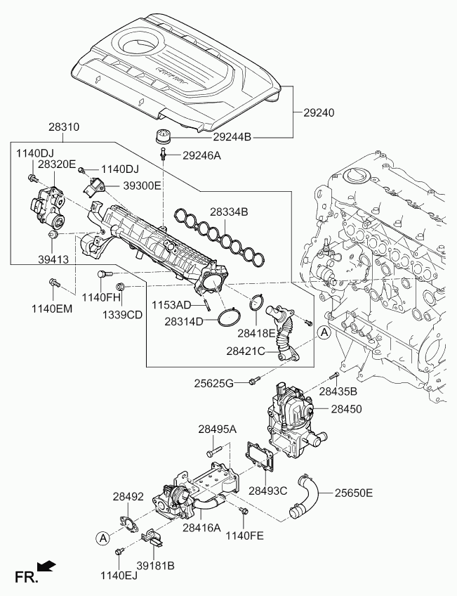 Hyundai 28416-2A780 - Radiatore, Ricircolo gas scarico www.autoricambit.com