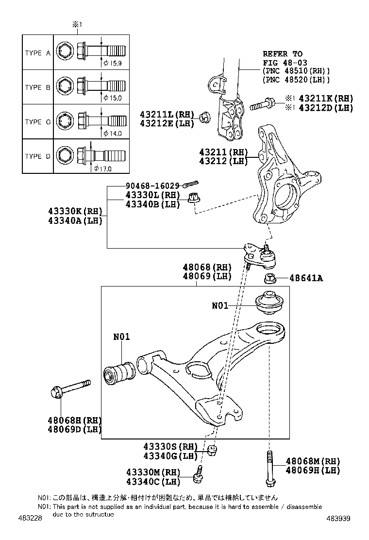 TOYOTA 48068-47050 - Sospensione a ruote indipendenti www.autoricambit.com