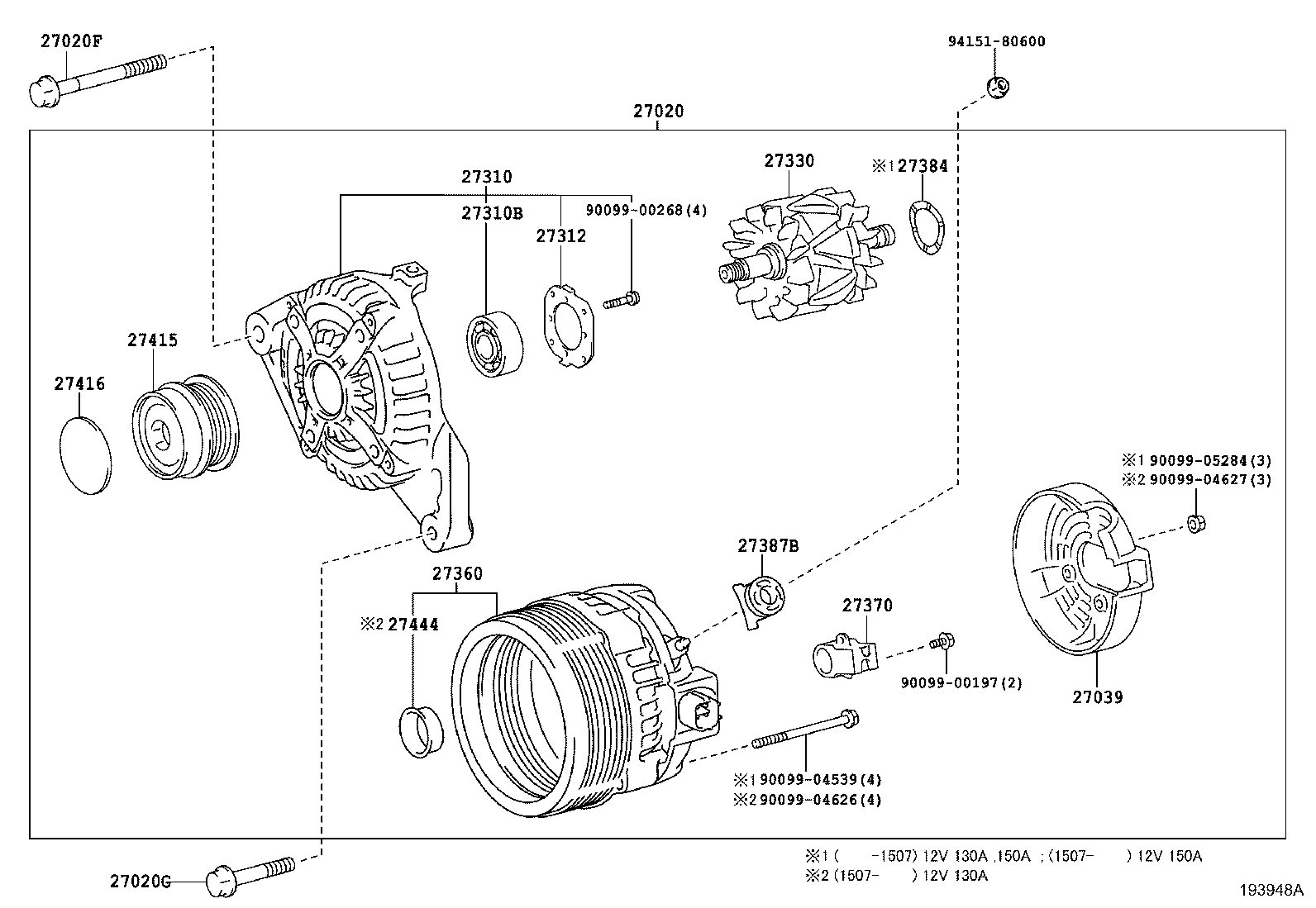 TOYOTA 274160W050 - Puleggia cinghia, Alternatore www.autoricambit.com