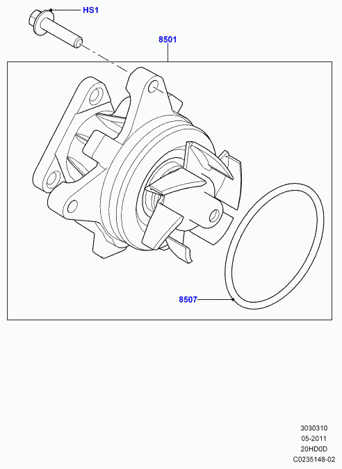 Land Rover LR025302 - Pompa acqua www.autoricambit.com