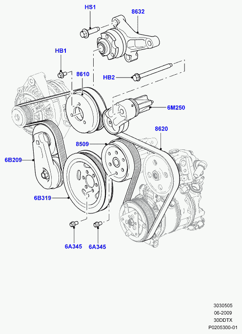 Land Rover LR013506 - Galoppino/Guidacinghia, Cinghia Poly-V www.autoricambit.com