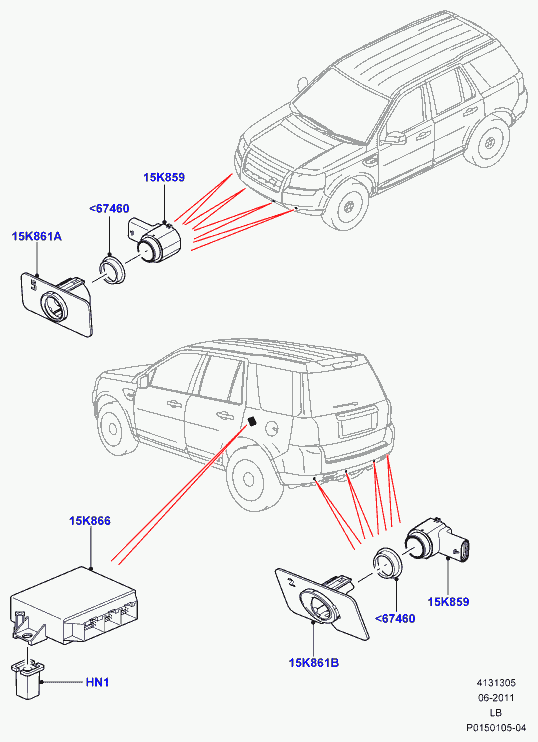 Land Rover LR005076 - Sensore, Assistenza parcheggio www.autoricambit.com