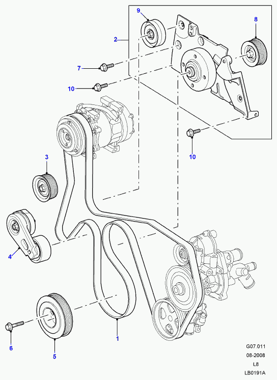 Land Rover PQR500230 - Galoppino/Guidacinghia, Cinghia Poly-V www.autoricambit.com