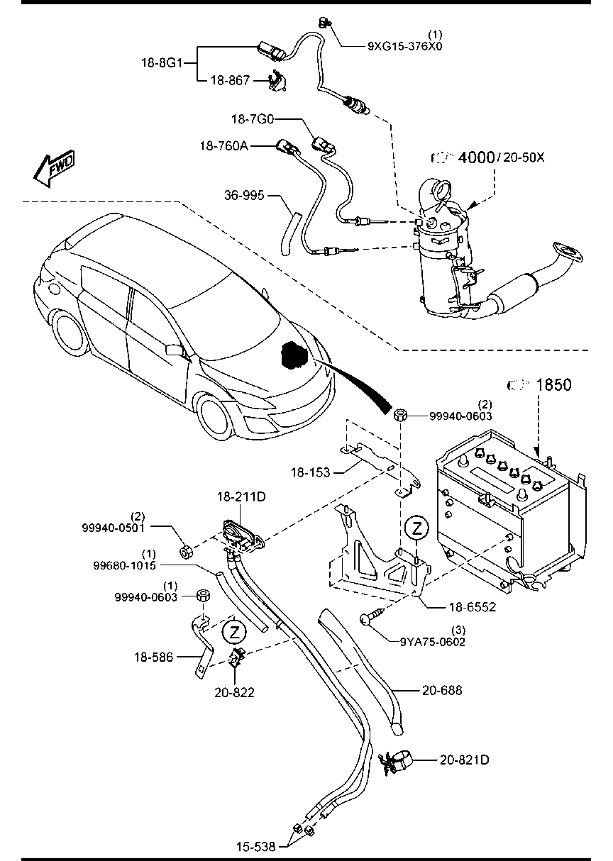 MAZDA Y650-18-8GX - Sonda lambda www.autoricambit.com