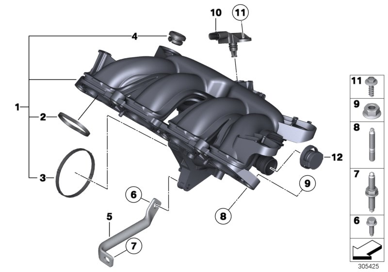 Mini 11 61 7 528 340 - Kit guarnizioni, Collettore aspirazione www.autoricambit.com