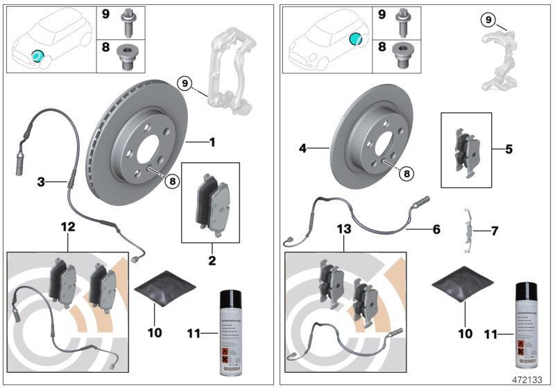 Mini 34 11 2 167 235 - Kit pastiglie freno, Freno a disco www.autoricambit.com