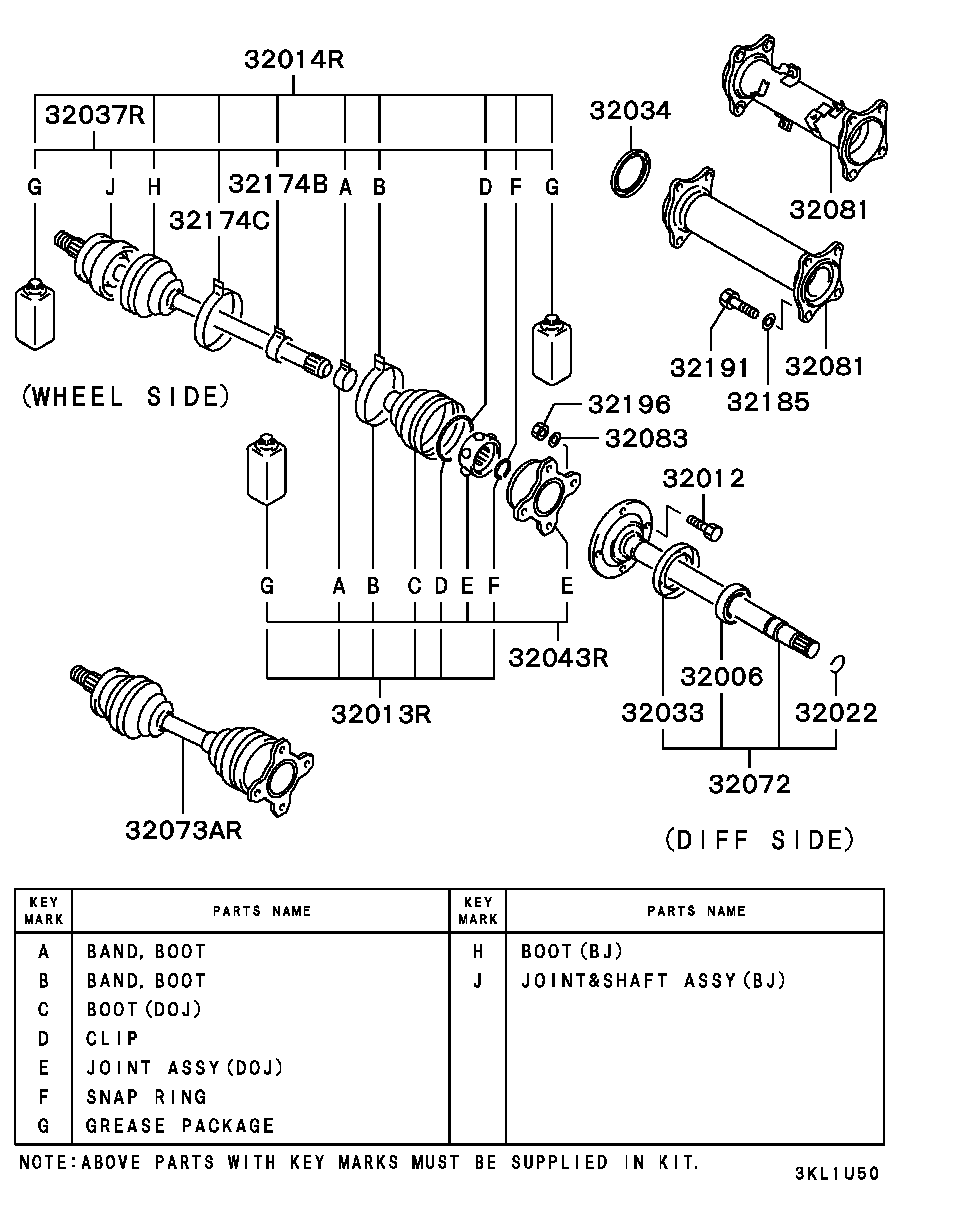 Mitsubishi MB886678 - Kit giunti, Semiasse www.autoricambit.com