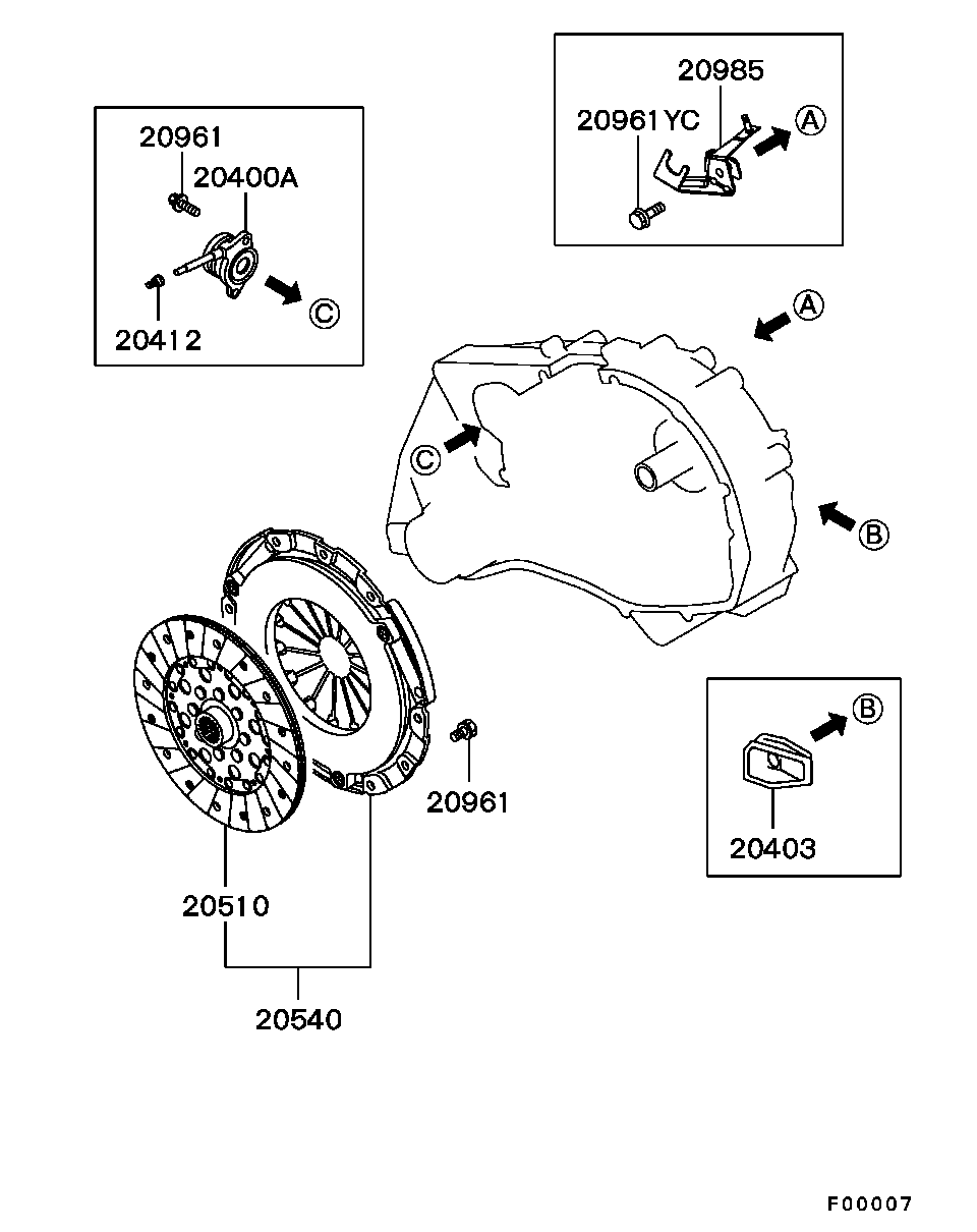 Mitsubishi MW8667661 - Dispositivo disinnesto centrale, Frizione www.autoricambit.com